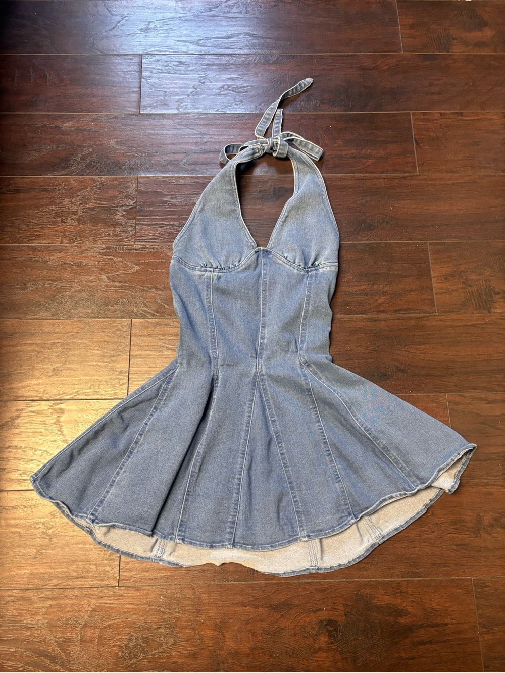 Blue Denim Halter Dress - Picture 5 of 6